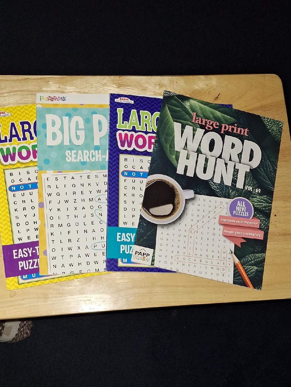 4 Large Print Word Hunt Puzzle Books NEW